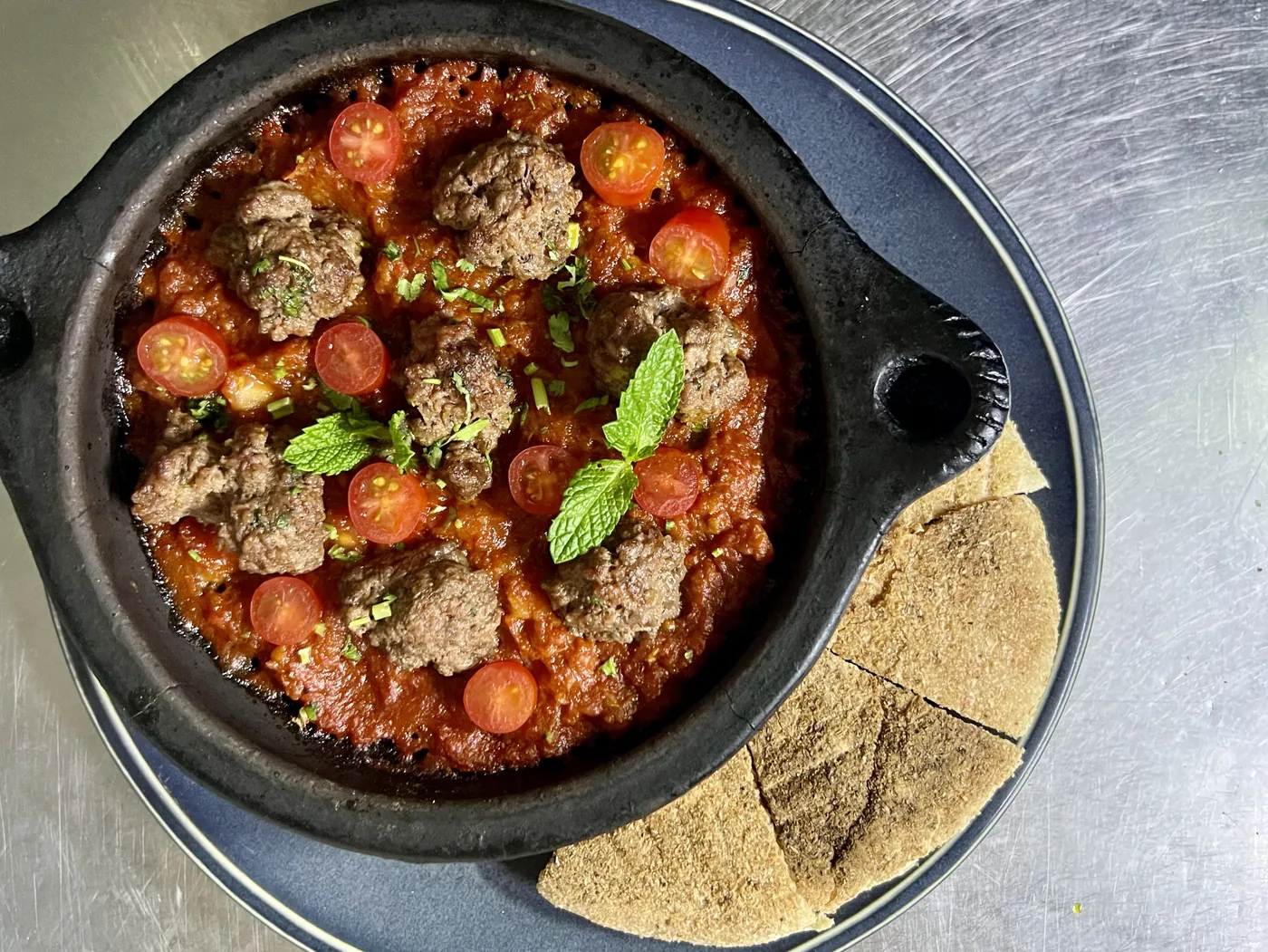 Kefta tagine in tomato sauce with bread at Culture Box